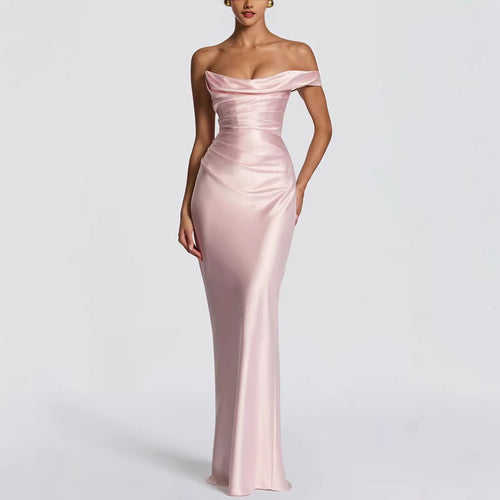 Off-Shoulder Satin Bodycon Dress